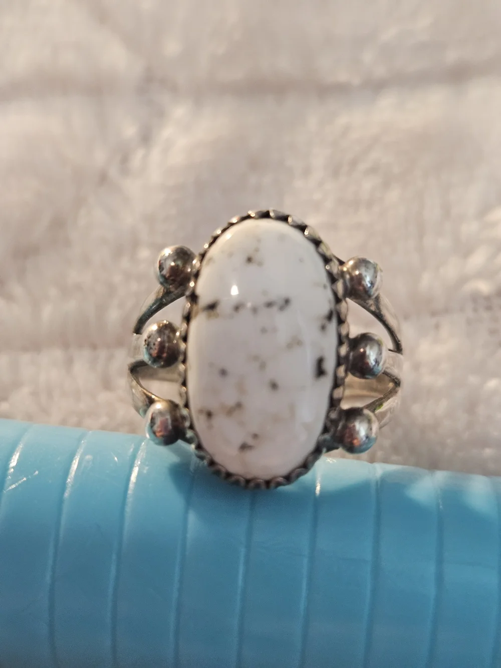 White Buffalo Turquoise Sterling Silver Ring
